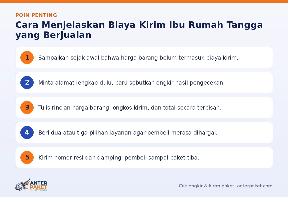 Poin penting: Cara Menjelaskan Biaya Kirim Ibu Rumah Tangga yang Berjualan