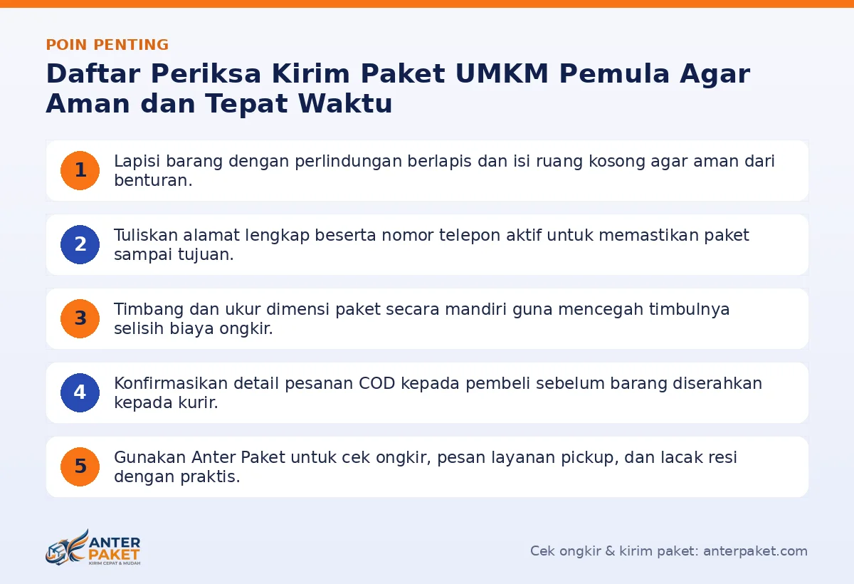 Poin penting: Daftar Periksa Kirim Paket UMKM Pemula Agar Aman dan Tepat Waktu
