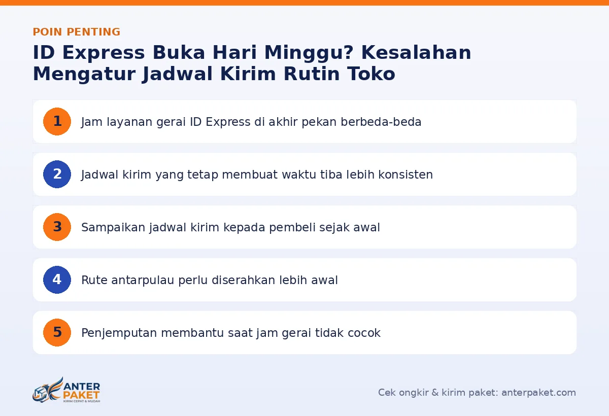 Infografis poin penting ID Express buka hari minggu - Anter Paket