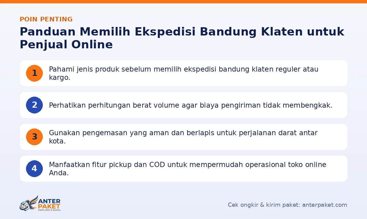 Poin penting: Panduan Memilih Ekspedisi Bandung Klaten untuk Penjual Online