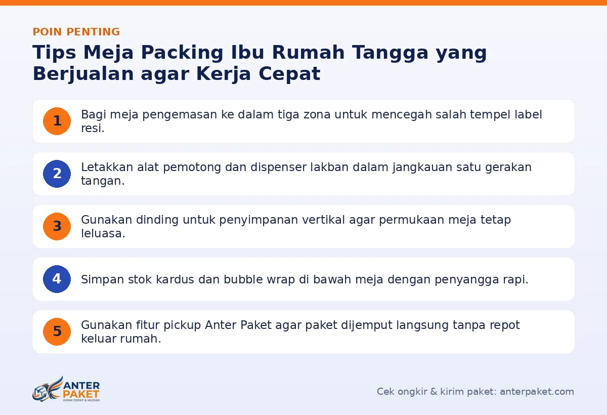 Poin penting: Tips Meja Packing Ibu Rumah Tangga yang Berjualan agar Kerja Cepat