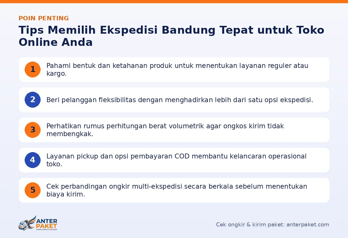 Poin penting: Tips Memilih Ekspedisi Bandung Tepat untuk Toko Online Anda